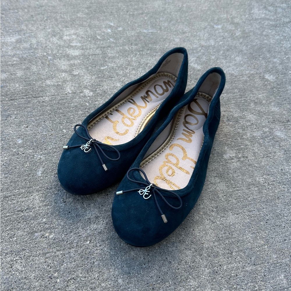 New in Box SAM EDELMAN Felicia Flat Suede Navy (Dark Teal) SIZE 4, NOT A 5 - Picture 10 of 10
